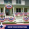 USA Pleated Fan Flag, 1.5x3 Feet American USA Bunting Decoration Flags PRINTED 150D Patriotic Stars and Stripes with Canvas Header and Brass Grommets
